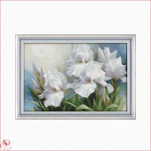 Irises Flowers Chinese Cross Stitch Kits Ecological Cotton Stamped Printed 11CT DIY Easy to Use Home Decoration Needlework