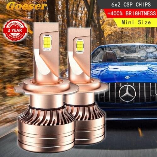 Goeser Vehicle Headlight Bulb H7 LED 400% Brightness 12 CSP Chip 9005 9006 H4 H1 9012 H11 Canbus 2 Year Warranty Mini Size 12V