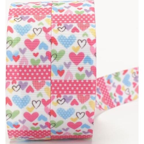 NEW sales 50 yards sweet pink heart printed grosgrain Valentines Day ribbon free shipping