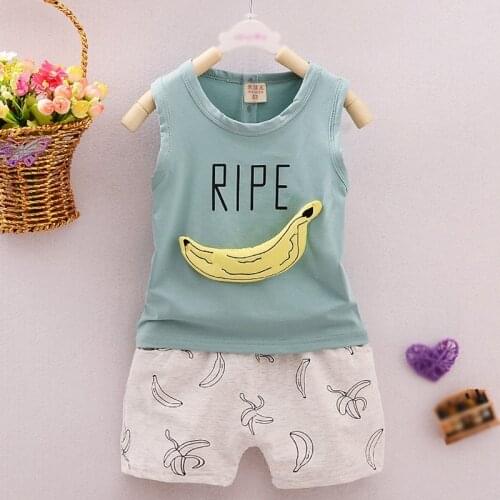 Summer Kids Clothes 2 Piece Set Clothing Print Boy Vest+ Shorts Clothing Boys Casual Children Baby Boy Clothes Suit