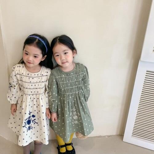 MILANCEL 2021 Autumn New Girls Dresses Korean Floral Embroidery Long Sleeve Kids Dress