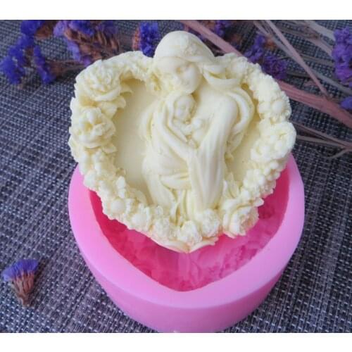 Jesus Angel Baby Wings Handmade Soap Mold Heart Shape Mother Love Food Grade Silicone Mold Chocolate Mold Cake Decor Mould Resin