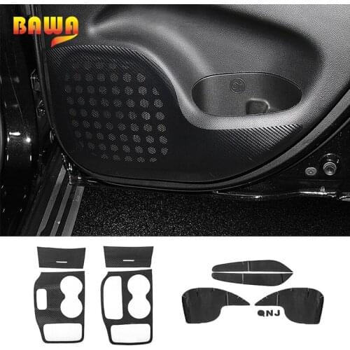 BAWA Interior Stickers for Jeep Grand Cherokee 2011+ Carbon Fiber Grain Pattern Gear Shift Panel Door Anti-kick Sticker