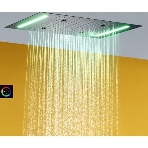 Rain And Atomizing Bathroom Shower Head 100V~240V Alternating Current LED Touch Screen Control Bath Top Shower Mixer Faucet Set