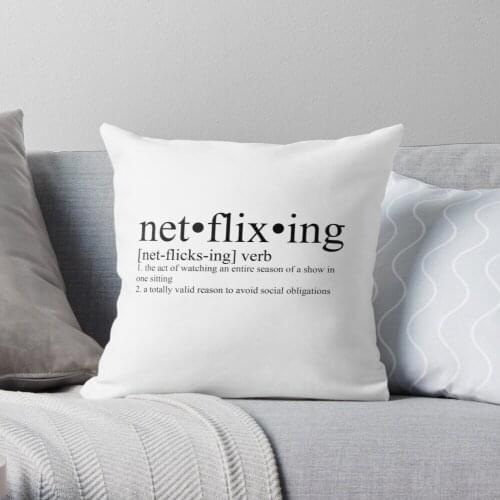 Netflixing definition Throw Pillow Cushion Cover Polyester throw pillows case on sofa home living room car seat decor 45x45cm