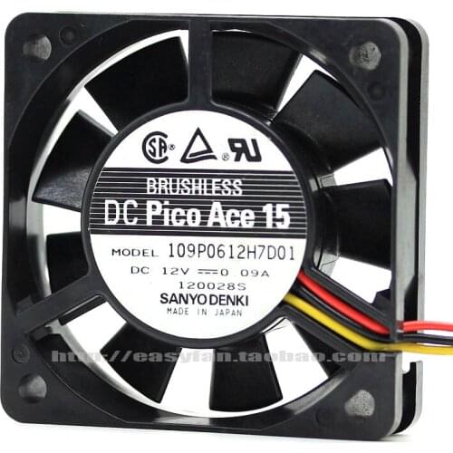 NEW SANYO DENKI SAN ACE 109P0612H7D01 12V 0.09A 6CM 6015 3lines cooling fan