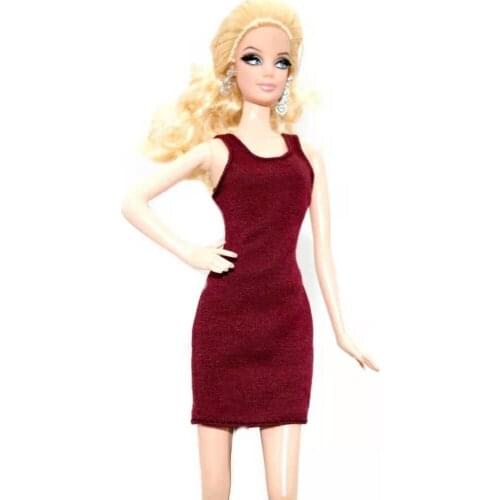Charming Wine Sleeveless Tank Dress 1/6 BJD Doll Clothes For Barbie Accessories Outfit Gown Kids Dollhouse DIY Toy Girl Gift 1:6