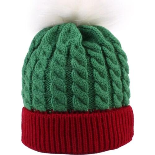 Newborn Toddler Baby Girls Boys Christmas Beanie Cap Warm Fur Knit Furry Ball Pom Hat Festival Xmas New Year Beanies