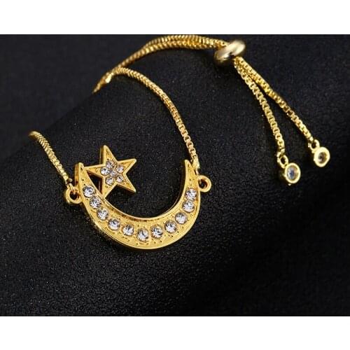Wholesale Allah Muslim Bracelets For Woman Eid al-Fitr Ramadan Kareem Mubarak Moon Stars Shape Adjustable Chains Bracelet Gift
