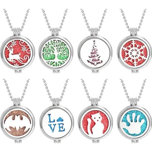 New Christmas Snowflake Elk Aromatherapy Jewelry Diffuser Necklace Open Lockets Pendants Aroma Essential Oil Diffuser Necklace