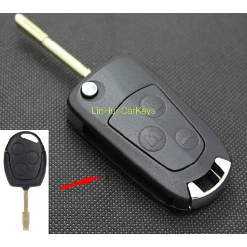 PINECONE for FORD MONDEO FOCUS FIESTA C S MAX GALAXY Key Shell 3 Buttons Uncut Brass Blade Modified Remote Blank Key Case 1 PC