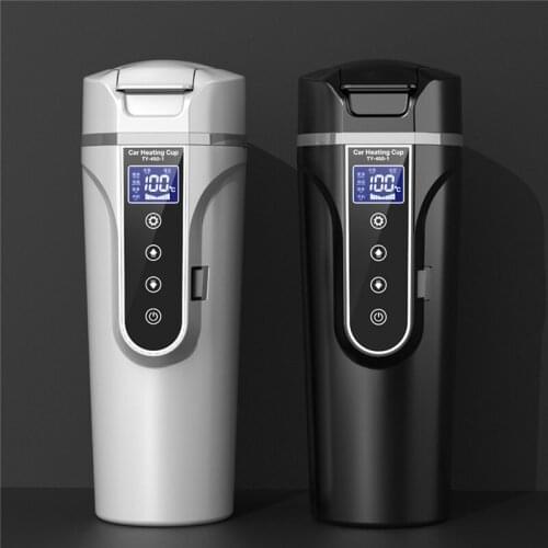 450ml 12V/24V LCD Display Vehicle Heating Cup Car Smart Coffee Heat Preservation Touch Screen Travel Electric Thermo Mug