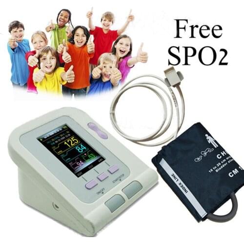 Hot CONTEC08A Portable Digital Blood Pressure Monitor NIBP With Child Cuff & SPO2 Adapter Cable Electronic Sphygmomanomer