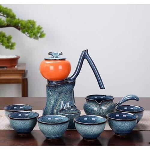Creative Ceramic Teapot Kung Fu Teacup Semi-automatic Lazy Tea Set High Quality Drinkware Friends Gift