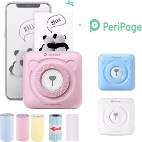 PeriPage Mini Portable Thermal Printer Paper Photo Pocket Thermal Printer 58 mm Printing Wireless Bluetooth Android IOS Printers