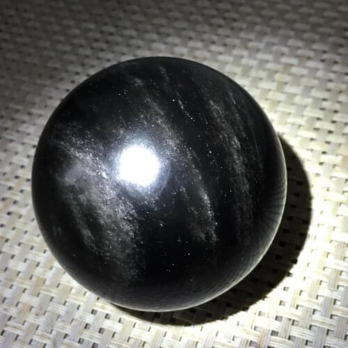Natural Obsidian Rainbow Cat Eye Sphere Crystal Ball Healing Stone 264G