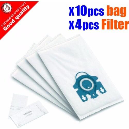 10Pcs/Lot For Miele Type GN Deluxe Synthetic Vacuum & 4 Filters S2 S5 S8 C1 C3 Hepa Vacuum Cleaner DUST BAGS With FILTERS