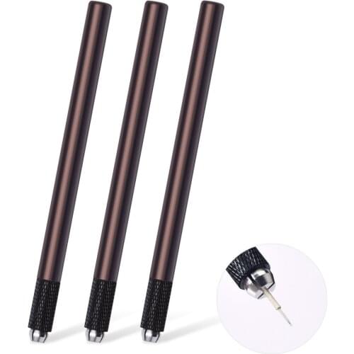 20pcs Brown Tattoo Manual Pen Permanent Makeup Eyebrow Caneta Tebori Microblading Microblading Pen for Embroidered Pen