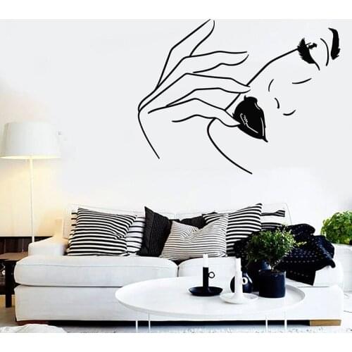 Sexy Woman Face Wall Decal Lips Fashion Model Beauty Salon Girls Bedroom Makeup Room Interior Decor Vinyl Stickers Mural E507