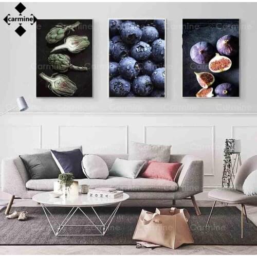 Modern Fruit Canvas Painting Blueberry Fig Art Nordic Decorative Poster Wall Picture for Living Room Kitchen Decoration No Frame