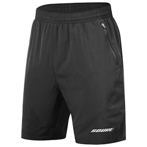 Souke Sports Mens Workout Running Shorts 2 In 1 Double-deck Quick Dry Gym Fitness Jogging Shorts Black Liner Zip Pockets