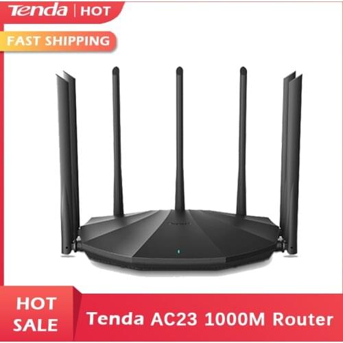 Tenda AC23 2100Mbps WiFi Router, 1*1000Mbps WAN+3*10000Mbps LAN Port, 7*6dBi High Gain Antennas, Support PPTP VPN Client/Server