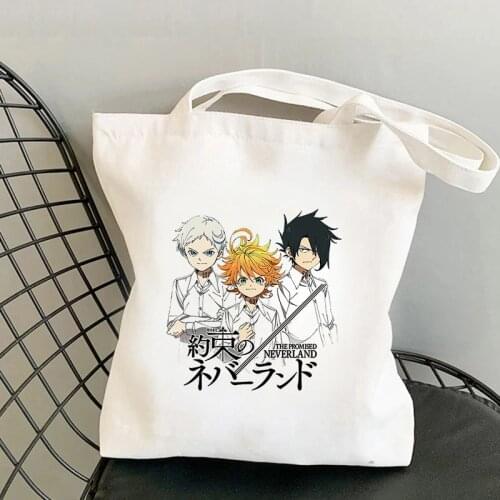 The Promised Neverland Handbag Bag Tote Bolsas Reutilizables Ecobag Bolsas De Tela Canvas Cotton Shopper Jute Bag Shopping Bag
