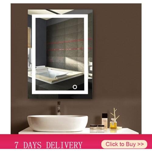 Makeup Smart Mirror Wall-mounted LED Dimmable Bath Mirrors Anti-fog Function Bathroom With Touch Button White/Warm 80*60CM HWC