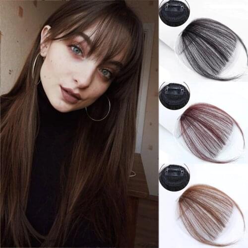 AILIADE Air bangs pure bangs Hair Piece Clip In Hair Extension Human Hair wig natural black light brown dark brown black