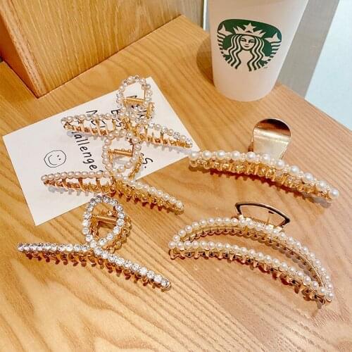 Pearl Hair Claws Women Hair Crabs Korean Sweet Hair Clamps Elegant Hairgrips Cross Girl Headwear Styling Hair Accessory Ornament