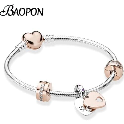 Love You Forever Beads Charm Bracelets DIY Elegant Silver Color Snake Chain Bracelets For Women Lover Jewelry Gift Special Offer