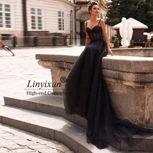 Vestidos Elegant Prom Dresses Tulle Illusion Beading Sweetheart Spaghetti Straps Zipper A-Line Long Foraml Evening Gowns