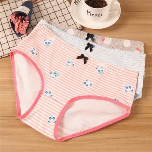 1PC Womens Underwear Cartoon Printing Medium Waist Size Hip Lifting Pants Cotton Lovely