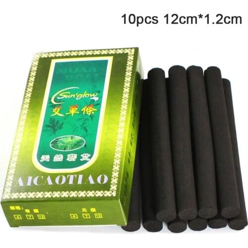 10pcs/box Smokeless Moxa Rolls Chinese Traditional Roller Stick Black Roller Burner Moxibustion Acupuncture Massage