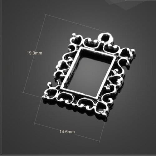 High Quality 20 PCS/Lot 14.6mm*19.9mm Tibetan Silver Diy Handmade Pattern Photo Frame Charms For Jewelry Making