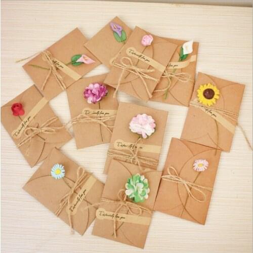 50pcs kraft paper stationery envelope holiday message blessing gift sunflower letter paper greeting card envelope set wholesale
