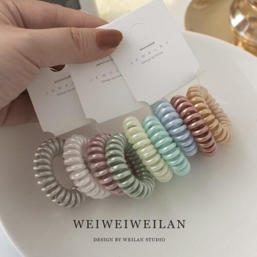 3 pice of Koreas new shiny phone cord hair ties champagne color small high elasticity seamless all-match temperament Hair tie