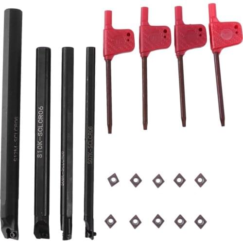 4 Set Of 7/8/10/12Mm Sclcr Lathe Boring Bar Tool Holder+10Pcs Ccmt 0602 Inserts