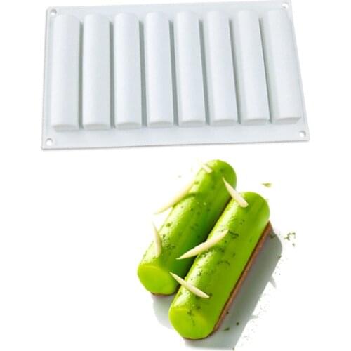 8 Grid Cylindrical Shaped Silicone Cake Baking Mold For Making Sausage Chocolate Mousse Dessert Bakeware Decorating Tools