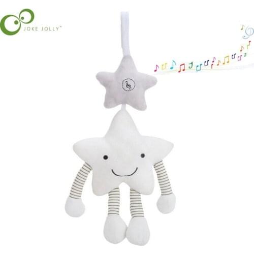 White Five-pointed Star Music Wind Chime Pendant Baby Carriage Hanging 0-36months Old Baby Peace of Mind Sleeping Plush Toys DDJ
