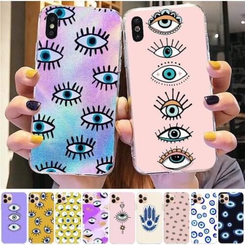 TOPLBPCS Evil Eye Print Phone Case for iPhone 8 7 6 6S Plus X 5S SE 2020 XR 11 12 pro XS MAX
