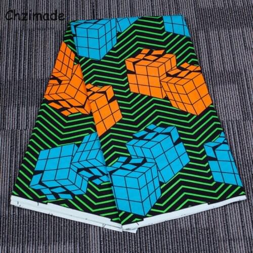Chzimade 1Yard Ankara African Plaid Printed Fabric For Women Dress Polyester Sewing Tissue Fabric Home Decoration