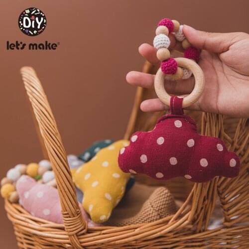 Lets Make 1PC Baby Toys Rattle Bracelet Toys Beads Beech Wood Teething Wooden Teether Toys Lovely Baby Toys Soother Chain