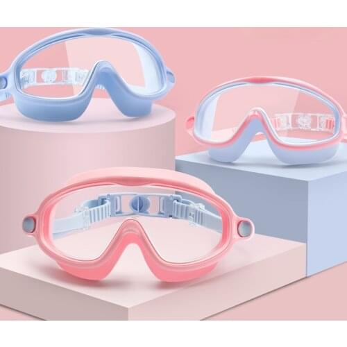 Children Swimming Goggles Waterproof Anti-fog High-definition Diving Boys Girls Baby Transparent Large Frame Professional