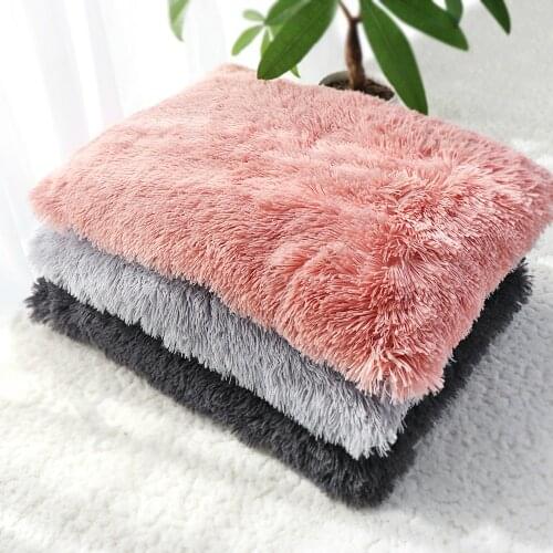 Long Plush Ped Bed Soft Fleece Warm Dog Mats for Small Medium Dogs Anti-Slip Plush Dog Bed Dog Kennel Breathable Dog Supplies