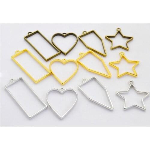 REGELIN UV Resin Epoxy alloy frame bottom Charm Photo Frame Bronze Tone Ancient Necklace Bracelets Pendant DIY Jewelry Supplies