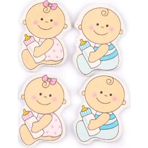 No Holes blue/pink baby painted Wood Buttons For Scrapbooking Craft 20pcs 26x38mm MT0375x