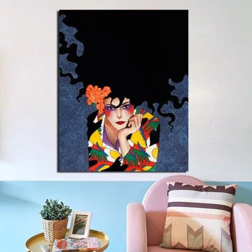 Holding Chin Girl Nordic Poster Canvas Painting Print Living Room Home Decoration Modern Wall Art Oil Painting Posters Pictures