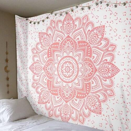 Indian Mandala Tapestry Wall Hanging Hippie Tapisserie Pink Room Boho Decor Hippie Taestries Psychedelic Tapestry Wall Carpets