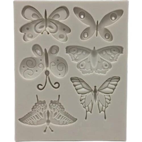 6PCS Butterfly Cake Tool Fondant Silicone Mold Cake Decorating Mold Turn Sugar Moulds Texture Butterfly H528